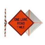 Roll Up Sign & Stand - 48 Inch Reflective One Lane Road 1 Mile Roll Up Traffic Sign